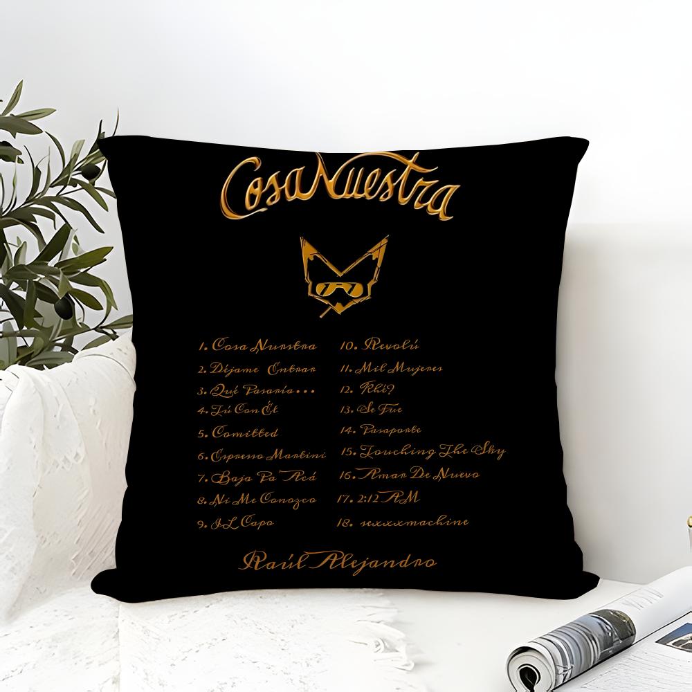 Pillow Case Cotton Linen Fabric Square Zipper Pillowcase Home Decorative Living Room Playa Saturno R-Rauw Alejandro Singer 4