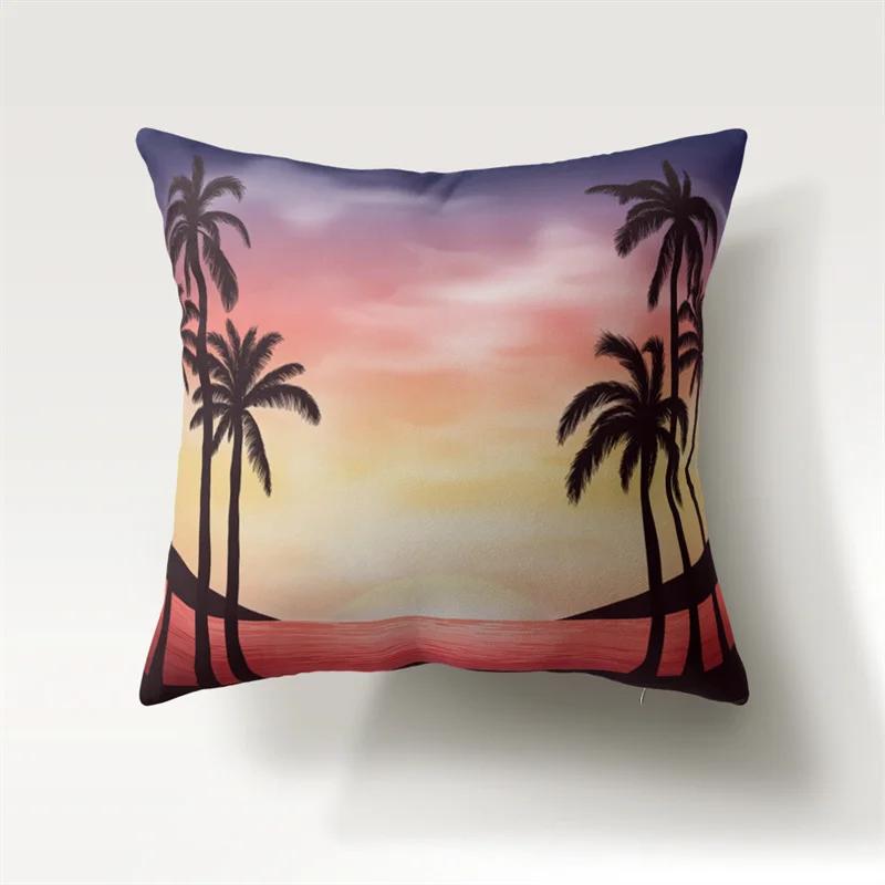 Summer Beach Sunset Landscape Pillowcase 45x45cm Sofa Chair Bedside Car Cushion Cover Bedroom Room Living  Home Decor