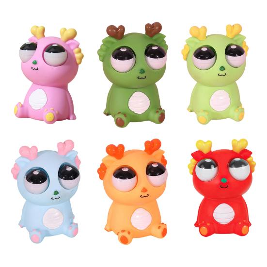Herausspringender Augen Drache Quetschspielzeug Angst Stressabbau Sitzender Cartoon Drache Knet-Sensorisches Spielzeug Weicher Stressball Tierisches Fidget Spielzeug