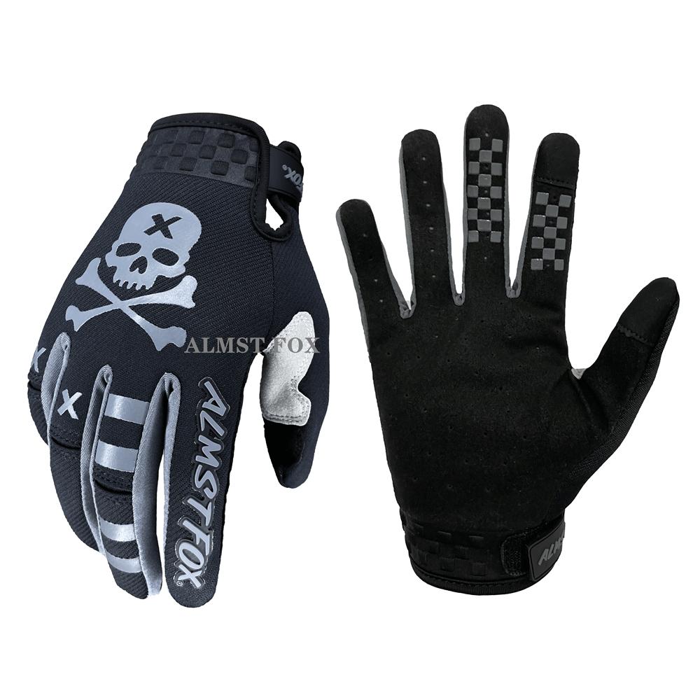 

Almst Fox Skull Motorcycle Gloves for Bike ATV UTV High Quality Moto Cross Touch Screen Gloves Mens Mountain Bike Racing Gloves M серый