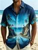 Highway Landscape Printed Short Sleeved Shirt, Men's Casual Shirt, Suitable For Road Travel, Summer Holidays, And Daily Wear