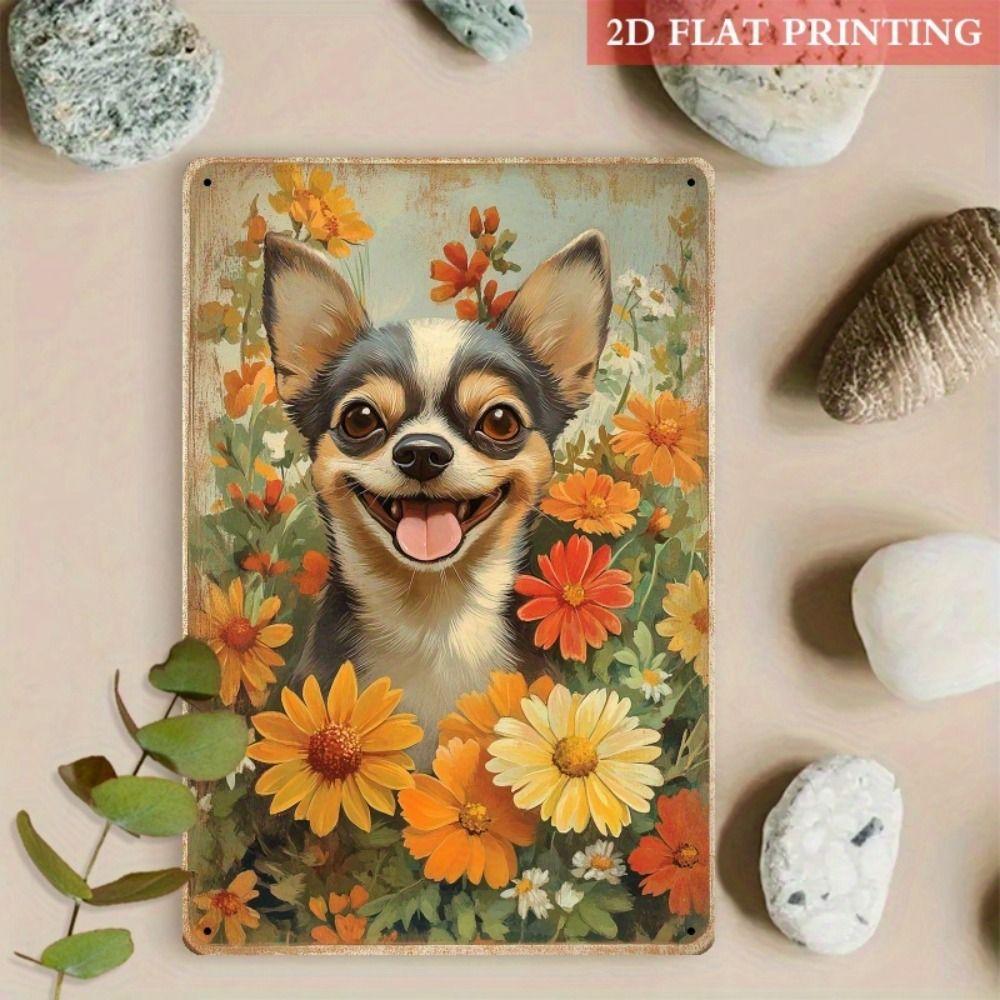 Funny Pig in Meadow Metal Tin Sign Wall Decor 20x30cm