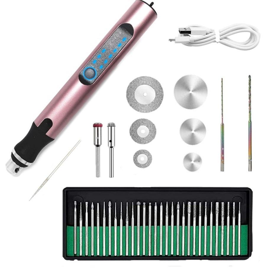 Rose Gold Mini Handheld Electric Engraving, Cutting, and Drilling Machine for Jade and Woodworking