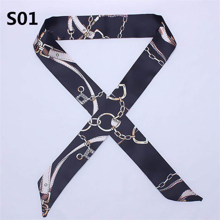 47 Colors Brand Bandana Small Silk Bag Scarf Women Head Hijab Scarf Long Skinny Scarves For Ladies Fashion Headband