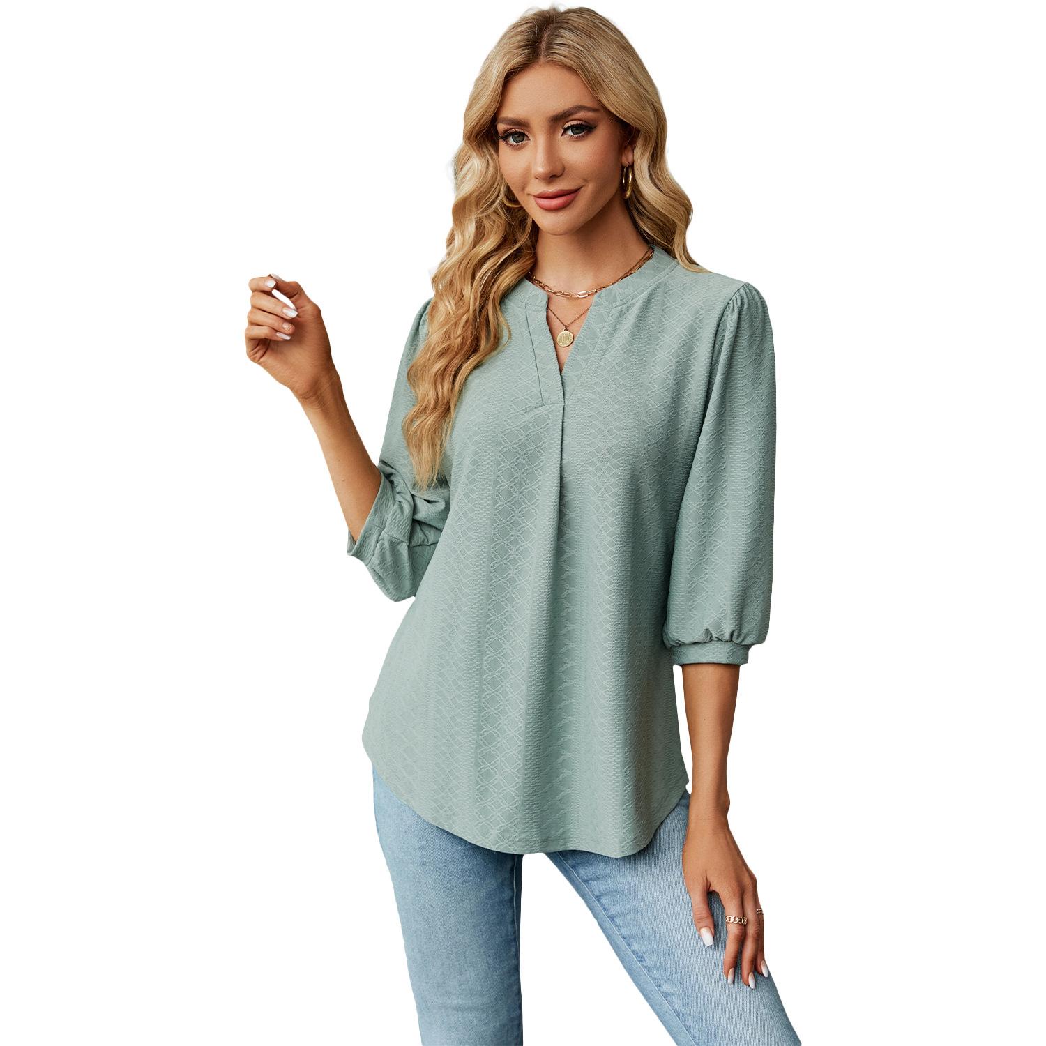 

Ladies New Versatile Work Four Seasons Leisure Daily Sexy Beautiful Loose Top Long Sleeve T-Shirt XXL зелёный