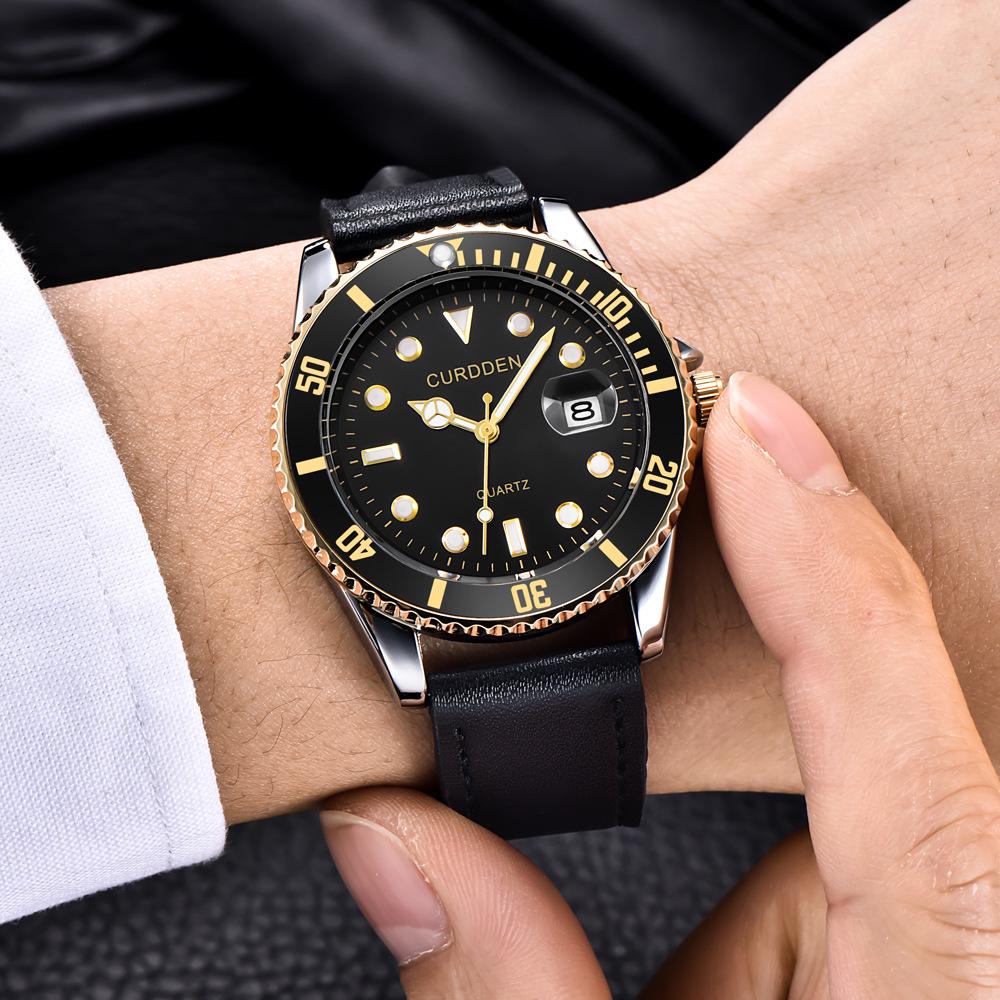 Men's Fashion Quartz Watch with Calendar, Simple Leather Strap, Student Design