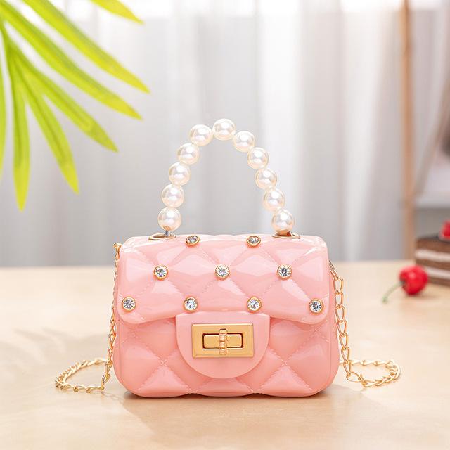 Mini Small Bag New Fashion Pearl Handle Jelly Bags Diamond Nail Plaid Small Handbag