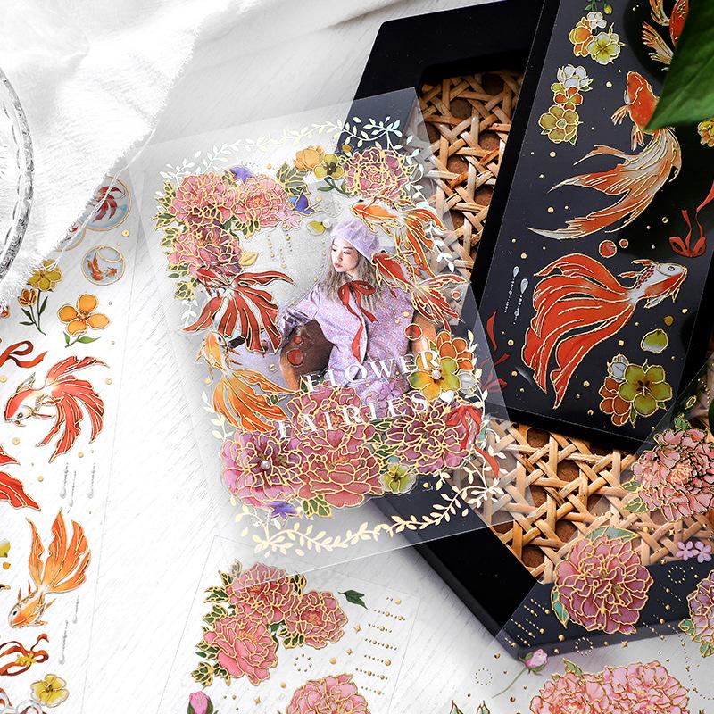 2 pcs Long strip Bronzing Stickers Adhesive Diy Hand Account Diary Album Scrapbooking material Junk Journal Supplies