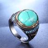 Vintage Turquoise Naturalne Pierścionki z Kamieniami Szlachetnymi dla Mężczyzn Tytanowe Obrączki Na Palce Ze Stali Nierdzewnej Fajne Akcesoria Rozmiary Biżuterii 7-13 Nowość