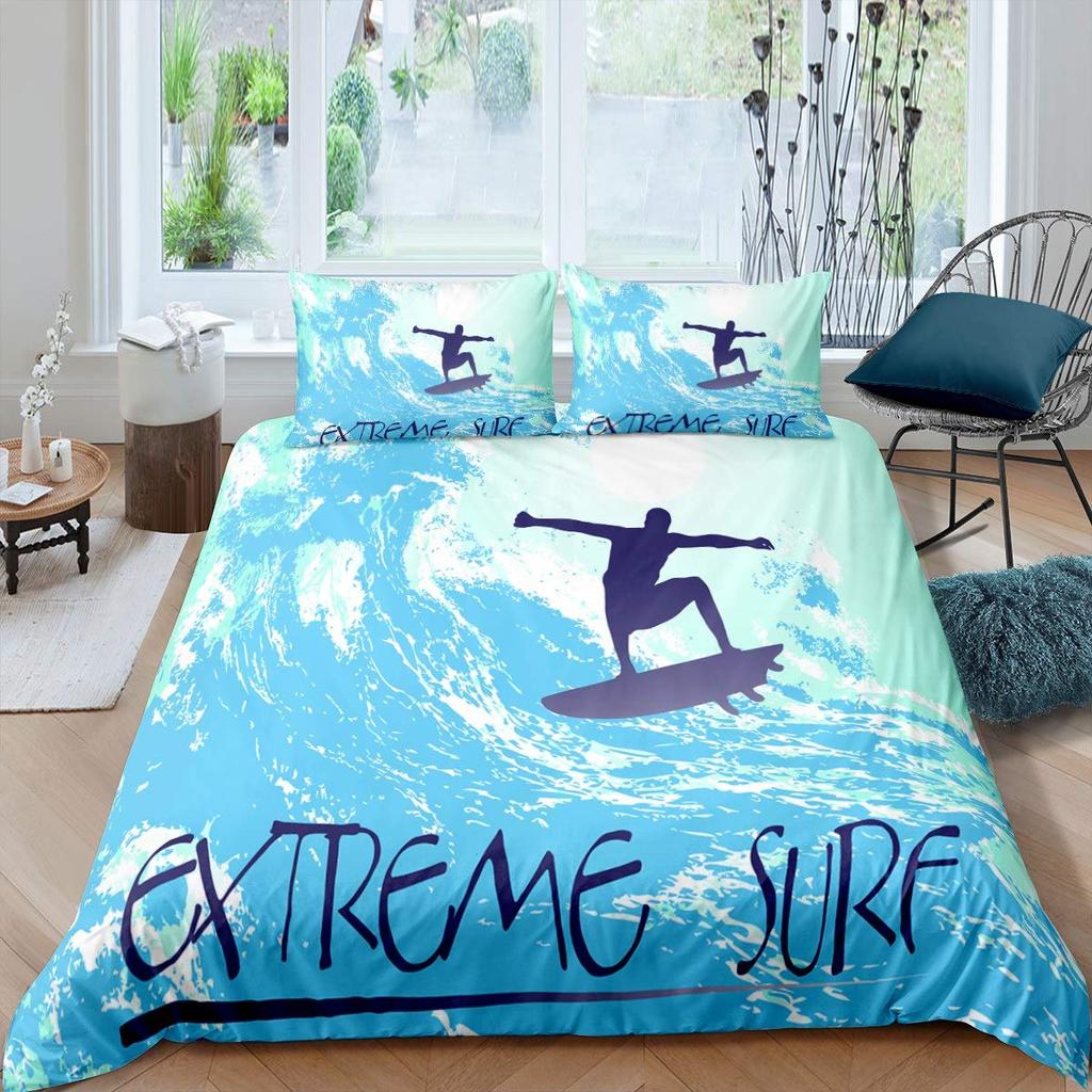 Surf Duvet Cover Set Beach Printed Hawaii Vacation Bedding Set For Adult Women Girl Tropical Botanical Polyester Comforter Cover
