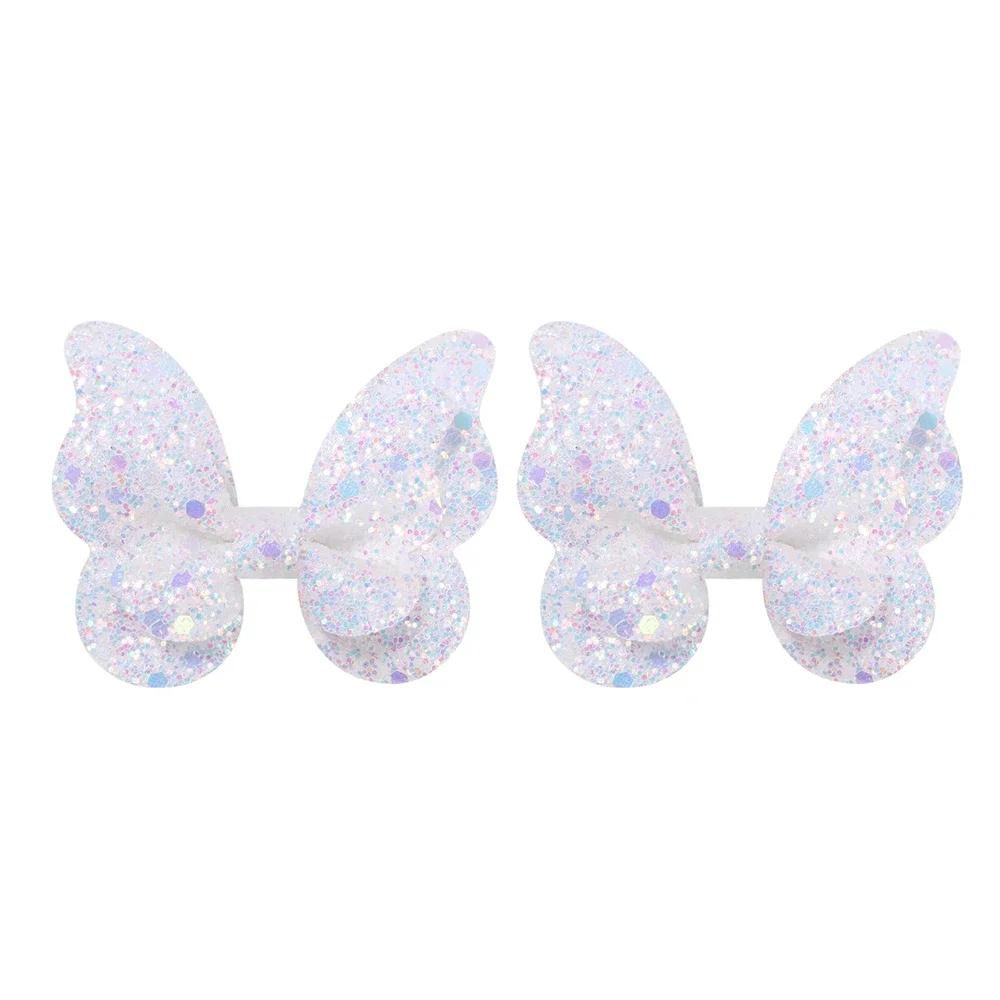 2/4/5Pcs Girls Cute Sequins Double Butterfly Hair Clip Bow Hairpins DIY Headwear Bow Decor Hairgrip Toddler Hair Accessories