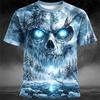 Herren T-Shirt mit Skelett-Print 3D-Druck Kurzarm Dunkler Gothic-Stil Herren Kurzarmhemd Halloween Horror-Thema Oberteil