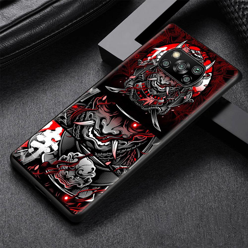 Fashion Samurai Demon Case for Xiaomi Poco X3 NFC M3 M4 Pocophone F1 F3 Redmi Note 9s 9 8 10 Pro Black Soft Phone Cover Coque