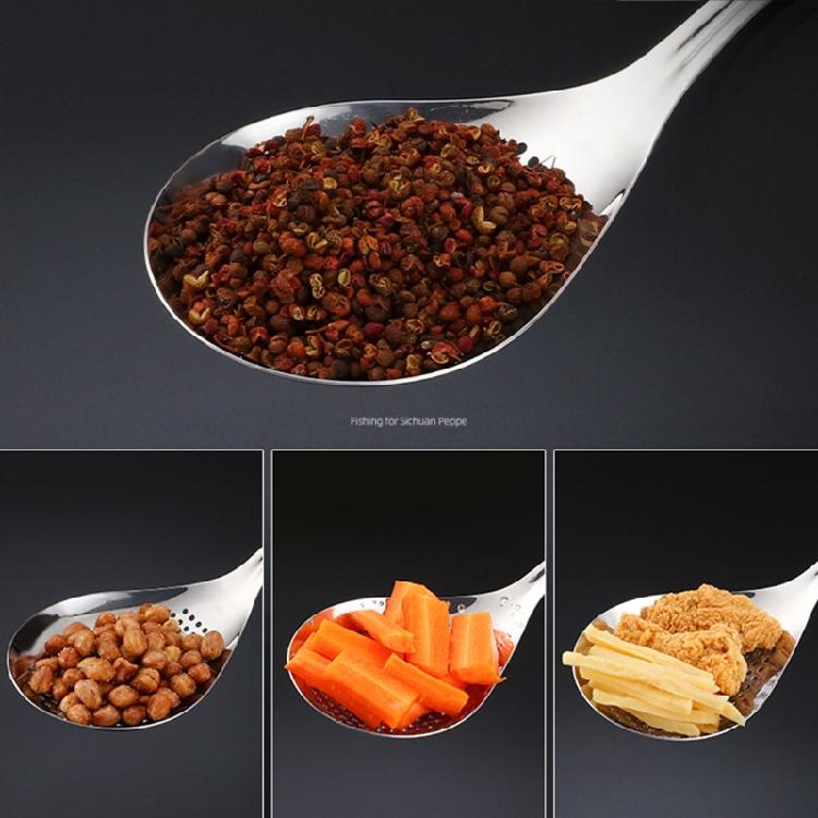 Household Dumplings Ladle Long Handle Pepper Colander Heavy Duty Food Strainer Spoon for Frying & Cooking
