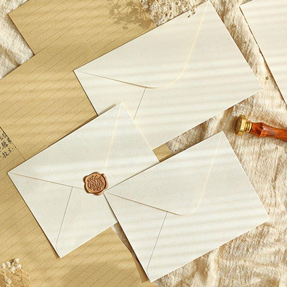 10Pcs Linen Texture Blessing Thank Envelope Invitation Card Sheepskin Envelope  Teachers' Day