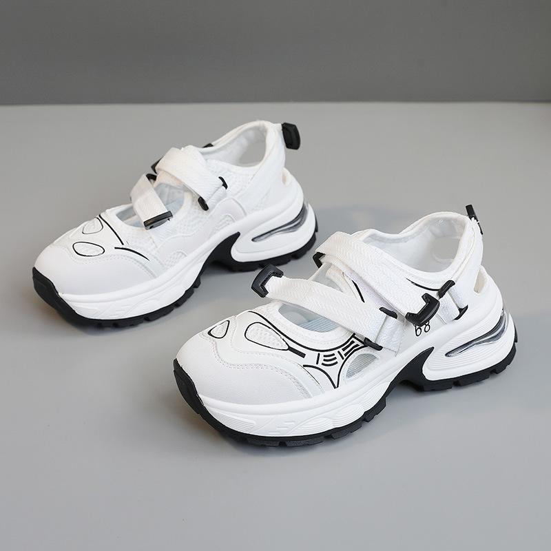 

[Customized] BR1198 new sandals women s 2025 summer breathable height increase casual hollow shoes board shoes versatile little white 35