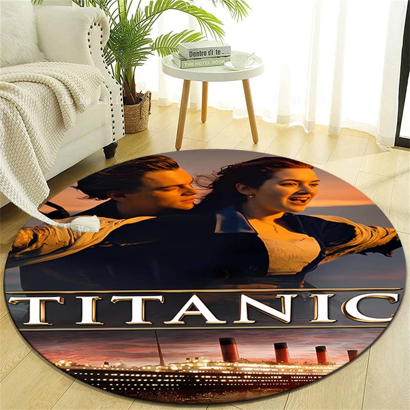 1pc Titanic1 Design Printed Area Round Carpet for Bedroom Living Room Home Decor Rugs Mat Non Slip Mat Rug for Bedside