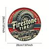 Segno in Metallo Arte Pneumatico Vintage Firestone, Robusto Arredo da Parete Interno Esterno, Opzione Regalo
