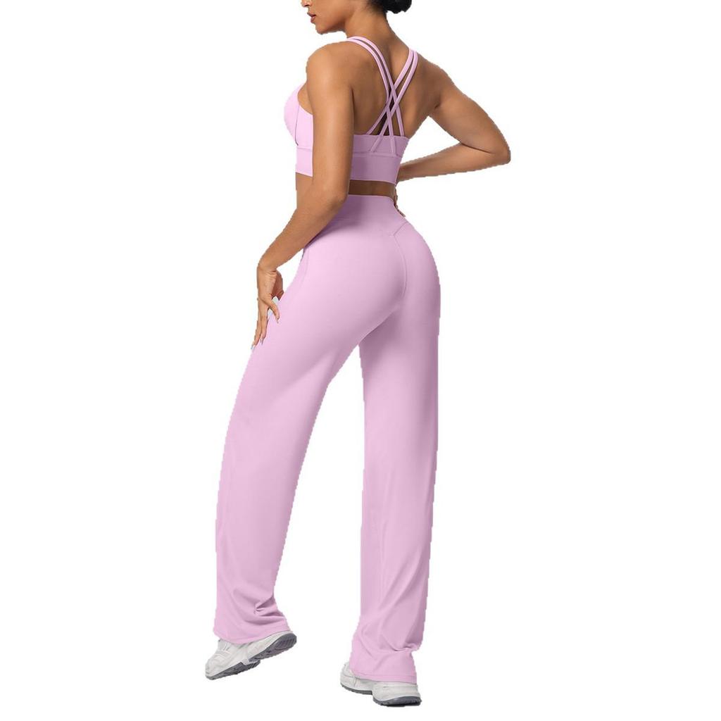 Sexy Sport-BH mit Kreuzrücken & High-Waist Yoga-Hosen Set - Schnelltrocknende Fitnessbekleidung