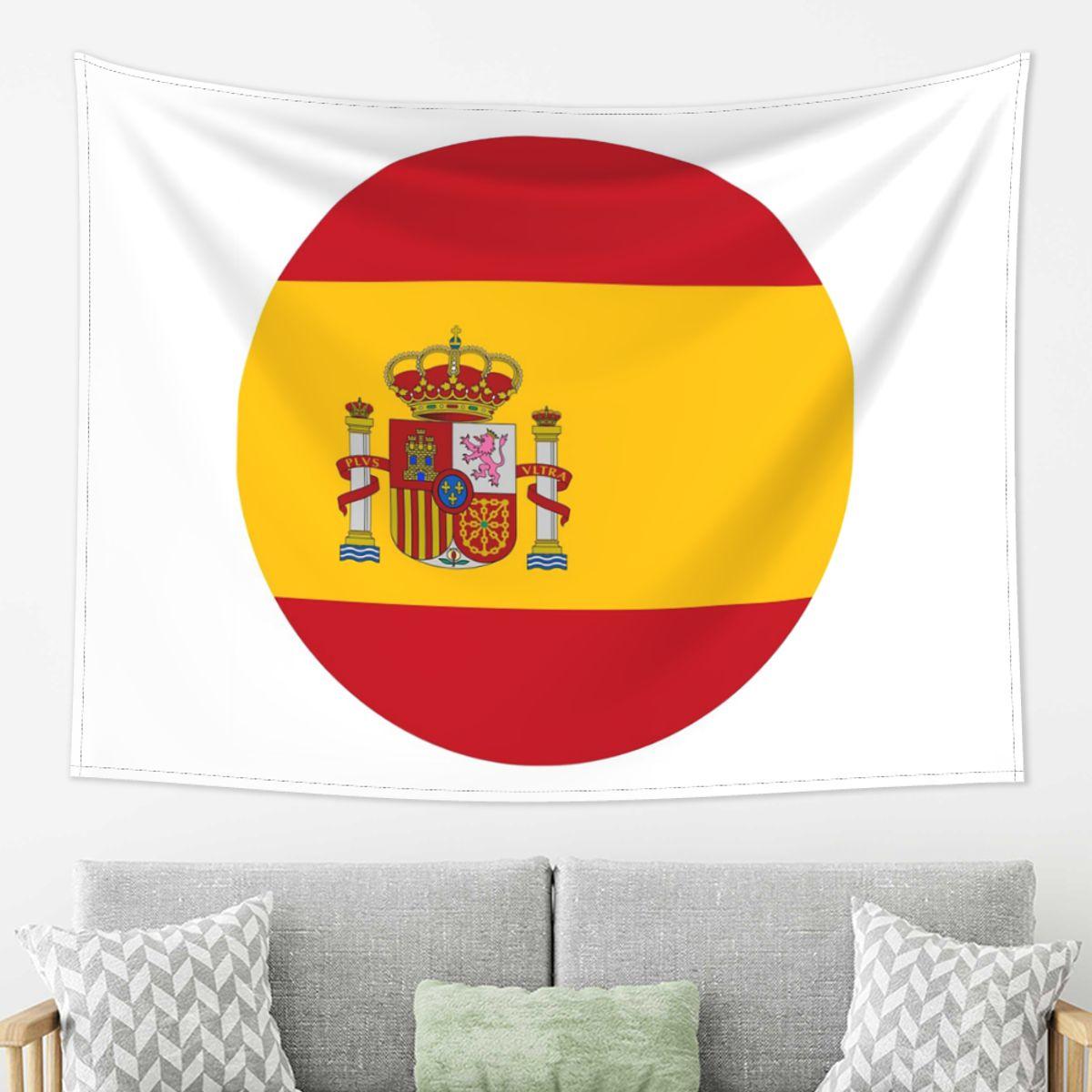

Spain Spanish Flag Round Tapestry Decor Art Aesthetic Tapestries for Living Room Bedroom Home Wall Cloth Wall Hanging 74x94cm(29x37in)