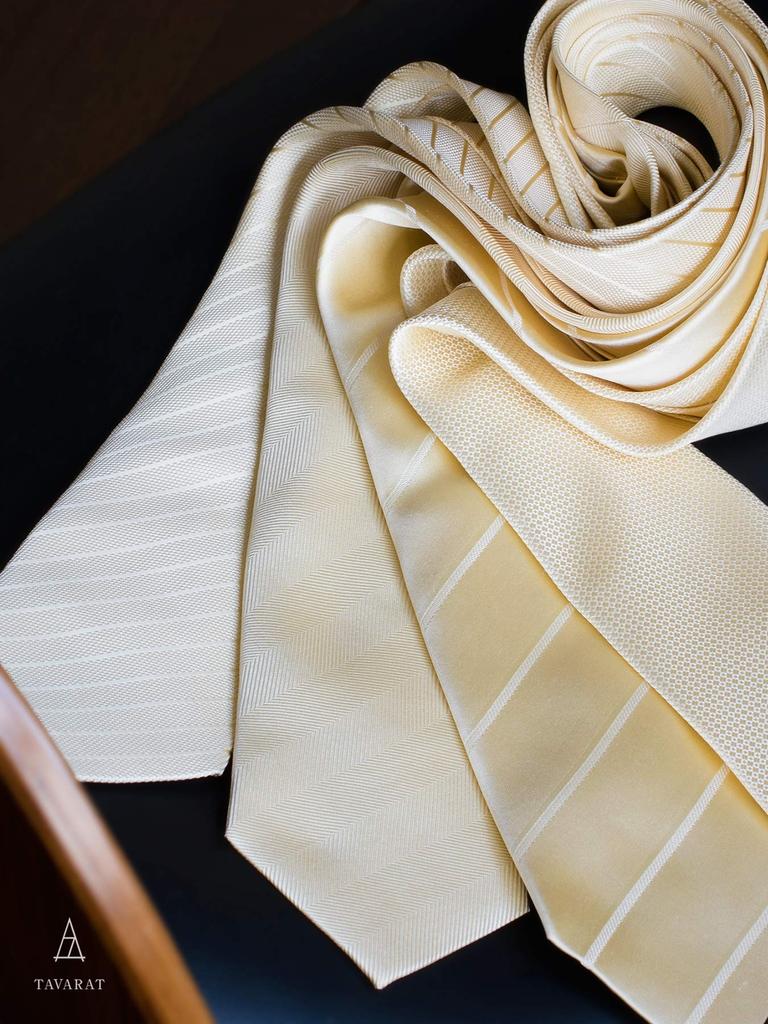 [TAVARAT] [Tavarat] Formal Silk Necktie, 100% Silk, Made in Japan, Nishijin Weave (Champagne Gold - Herringbone)