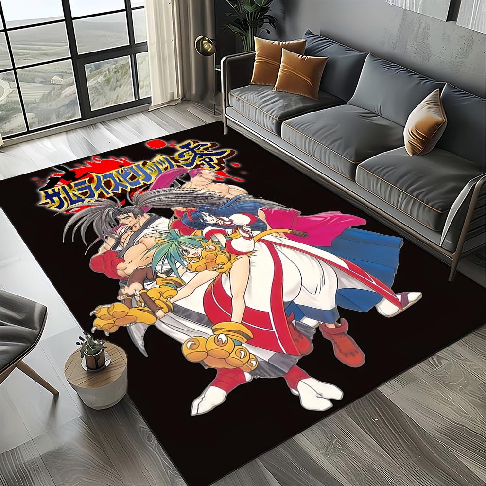 Retro Game Samurai Spirits Shodown Haohmaru Cartoon Carpet Rug for Living Room Bedroom Home Sofa Decoration,Non-slip Floor Mat