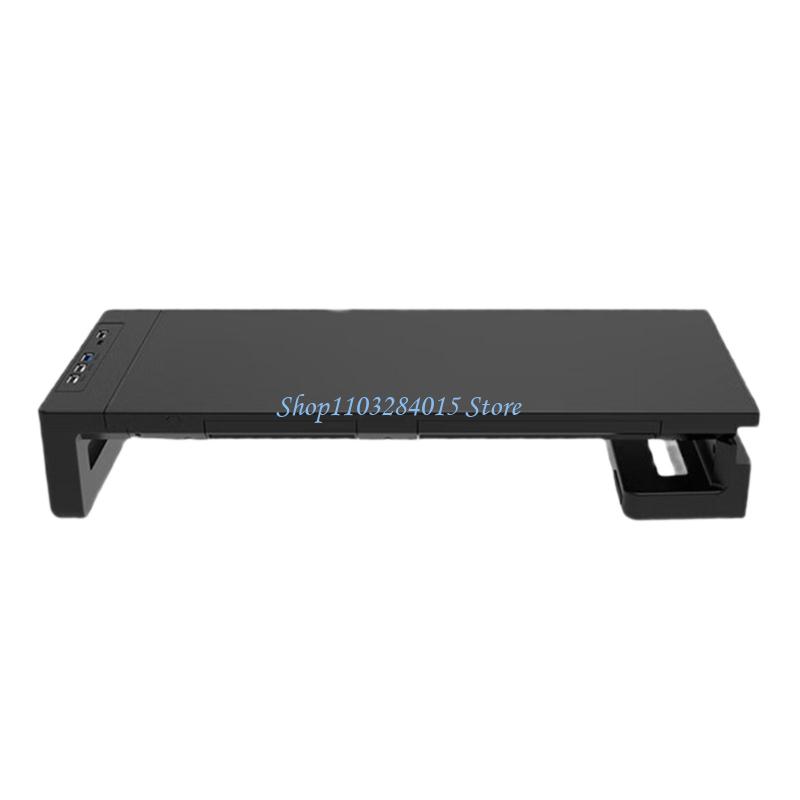 R6FF Comprehensive Computer Monitor Stand With RGBs Lights USB Charging Storage Compartment And Height Adjustability