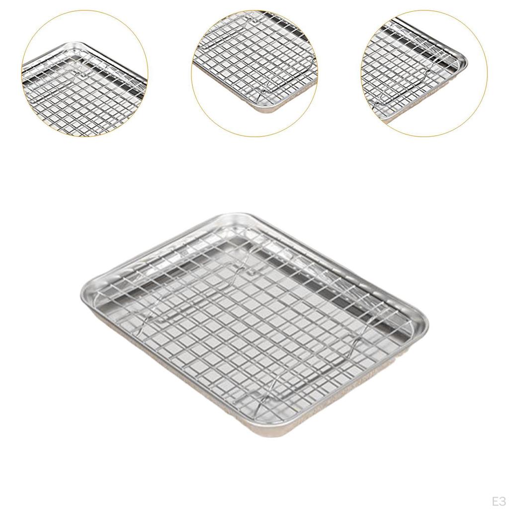 Baking Sheet with Rack Pan Bakeware Wire Stainless Steel Drain Tray for Restaurants