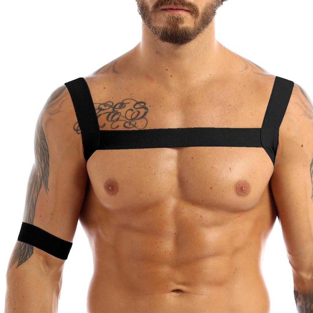 Sexy Men Harness Leather Chest Harness Belt Metal Rivets Fetish Gay Adjustable Belt Punk Rave Erotic Fetish Clothing Accessorie