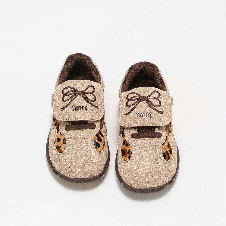 Girls' Shoes Spring and Autumn 2025 New Korean Children's Sports Shoes 6-12 Years Old Little Girl Leopard Print Board Shoes German Training Shoes