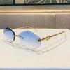 Stylish Frameless Metal Diamond-shaped Sunglasses for Women, High-end UV Protection Sunglasses