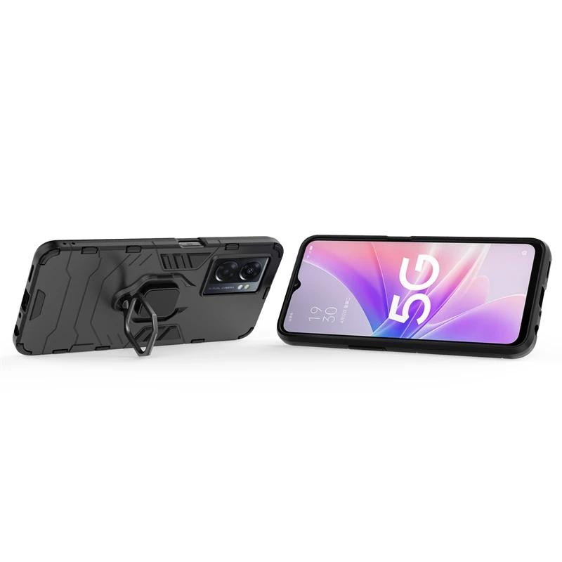 For OPPO A56S A57 A77 5g Back Cover Phone Case Shockproof Armor Anti-Fall Metal Ring Holder Magnetic Protect Funda Coque Cases