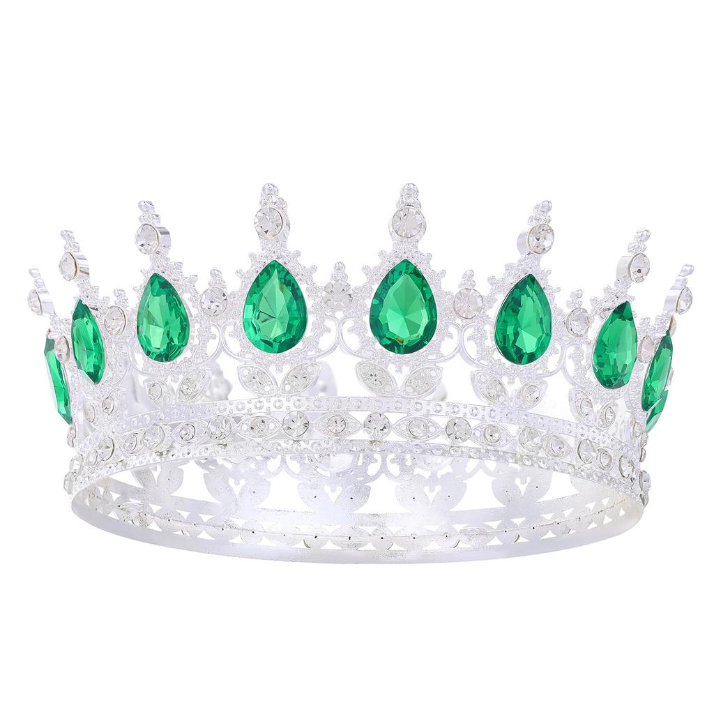 Baroque Round Crown Headwear European Style Bride's Wedding Dress Birthday and Coming of Age Gift Round Alloy Crown Hair Accessory