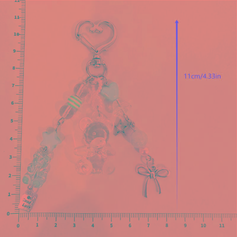 Cute Transparent Bear Bag Keychain Pendant Love Bow Charm Elegant Keyring Sweet Phone Chain Girly Backpack Hanging Ornament Gift