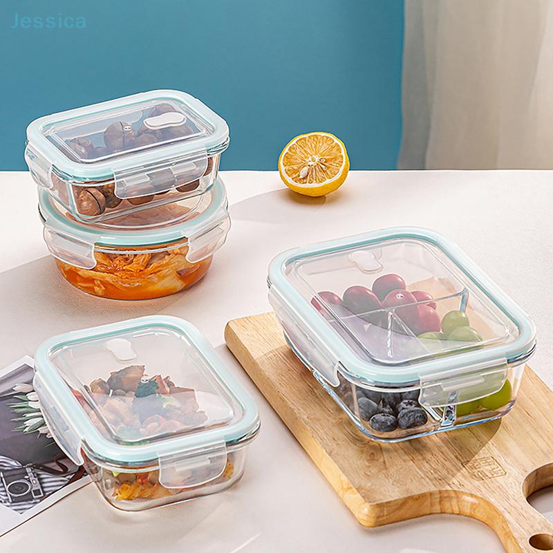 High Borosilicate Glass Bento Box With Lids Airtight Lunch Boxesdivided Lunch Containers