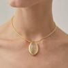 Oval Natural Citrine Pendant Necklace - Retro, Personalized, Versatile Luxury Sweater Chain