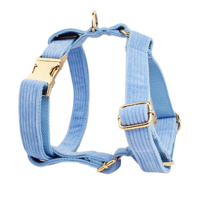 Light Purple Corduroy Dog Collar and Leash Set for Outdoor Walking