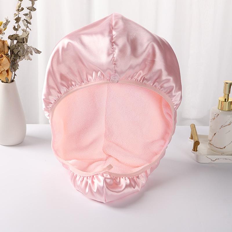 Satin Wrapped Silk Dry Hair Cap Satin Ultra-Soft Coral Fleece Luxurious Color Hair Towel Wrap Quick-Dry Absorbent Shower Cap Tur