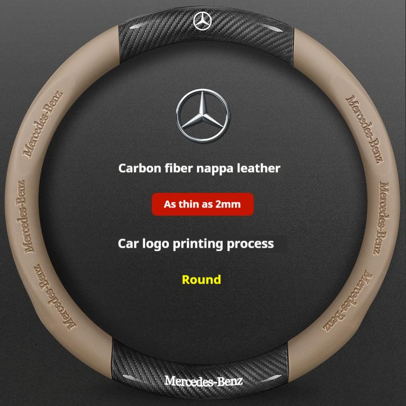 Horká Autolepka Protiskluzový Potah Volantu z Uhlíkových Vláken a Kůže Pro Mercedes-Benz Třídy A B C E S V R C43 CLA GLA GLB GLC