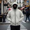Men's Gothic Double Hooded Zip-Up Hoodie Loose Fit Trendy Streetwear