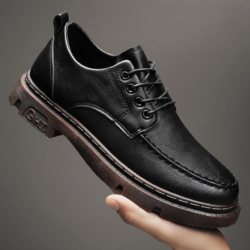 

Men s shoes 2025 new autumn trend British style black casual small leather shoes men s retro non-slip work tide shoes 44