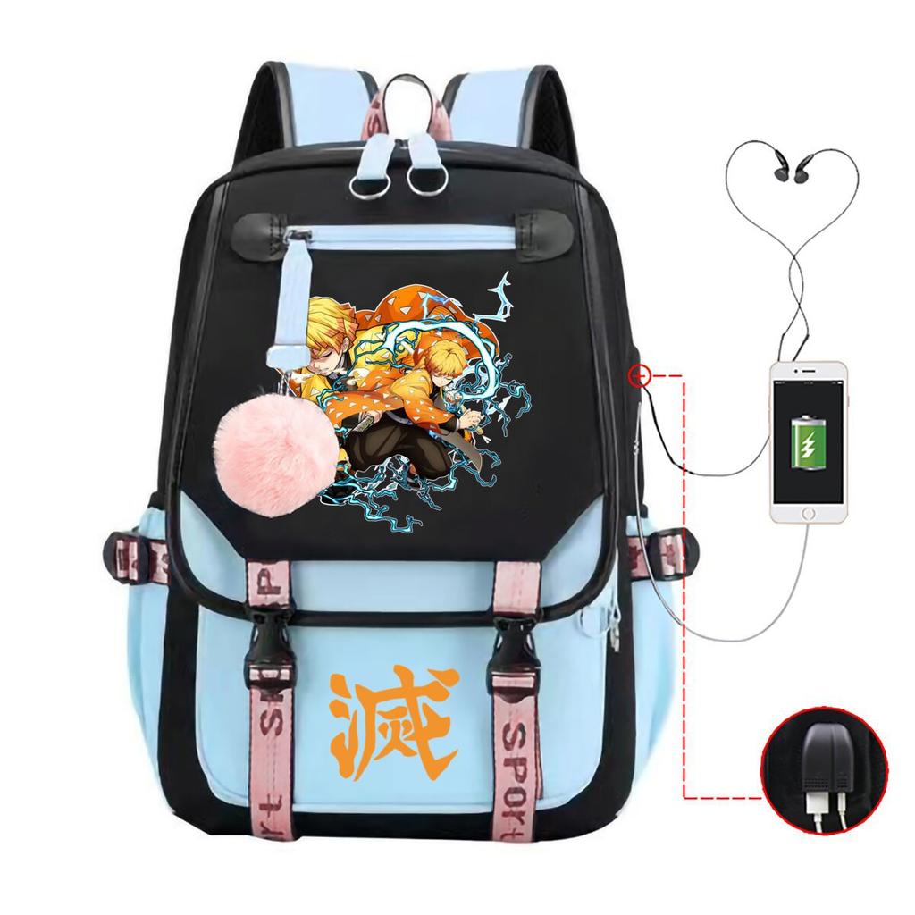 Ghost Extermination Surrounding Day Trend Backpack Large Capacity Student Schoolbag Multi-functional Leisure Outdoor Bag