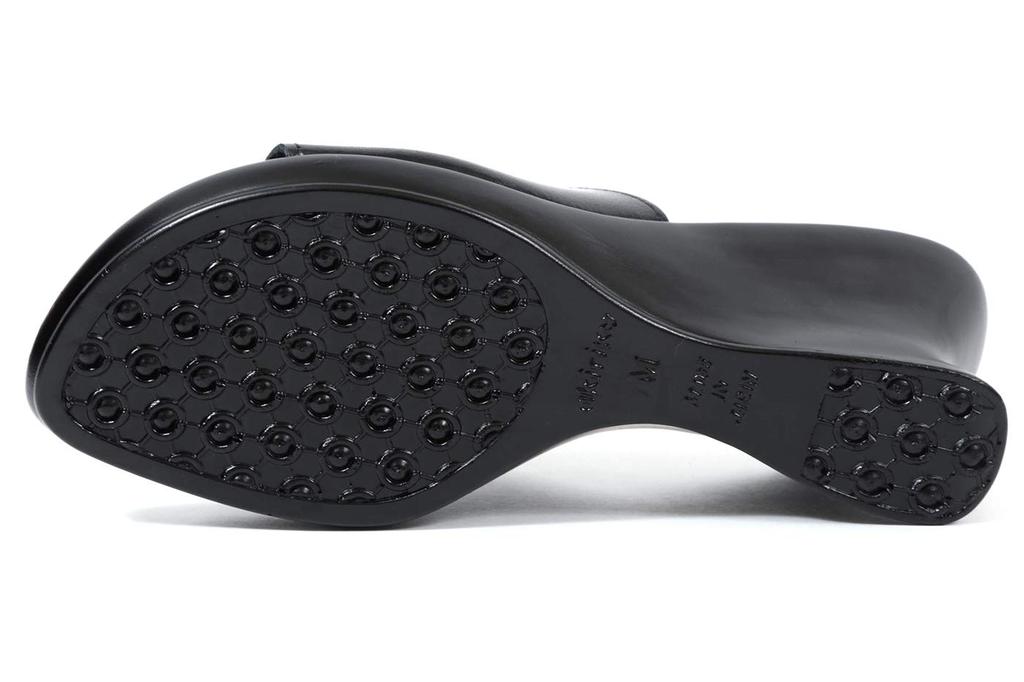 Akiriko Echtleder-Sandalen, Hergestellt in Japan, Keilsohle, Einzelriemen, Memory-Foam-Polsterung, Schwarz, Größe LL