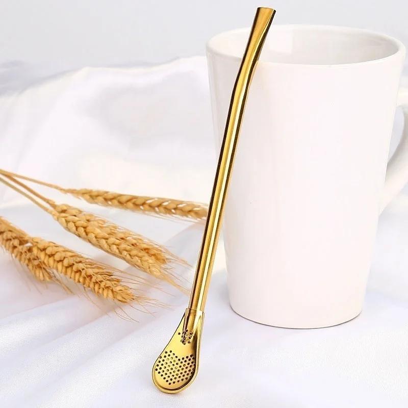 1 Pcs Multi-functional Fashion New Style High-grade Drinking Straws, Healthy Stainless Steel Straws & Stir Bar & Spoons