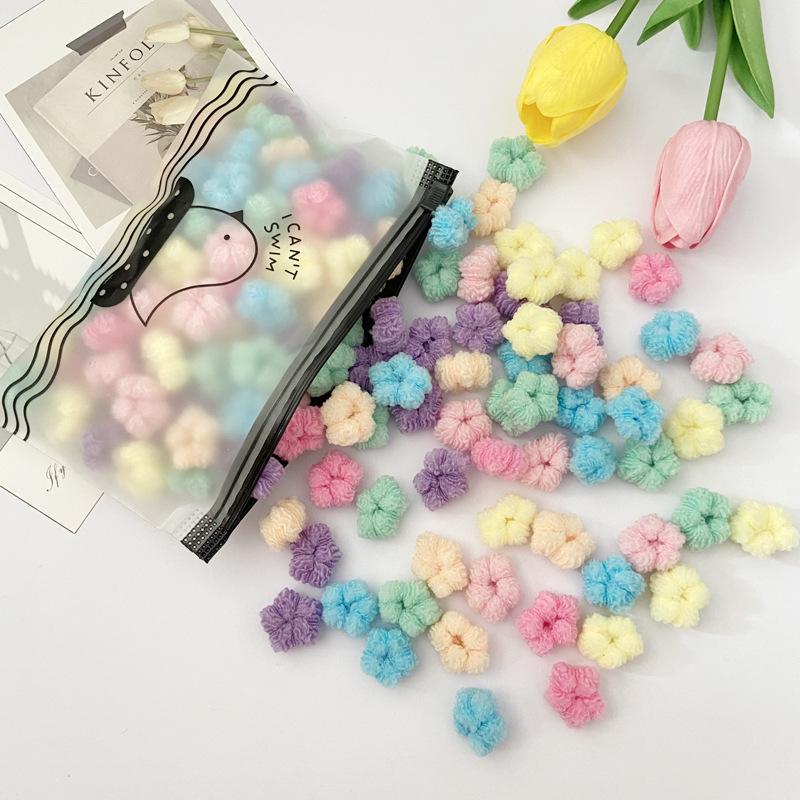 100PCS  Children's Candy Color Seamless High Elastic Headband Hair Loop Flower Small  Band High Hair Accessories.