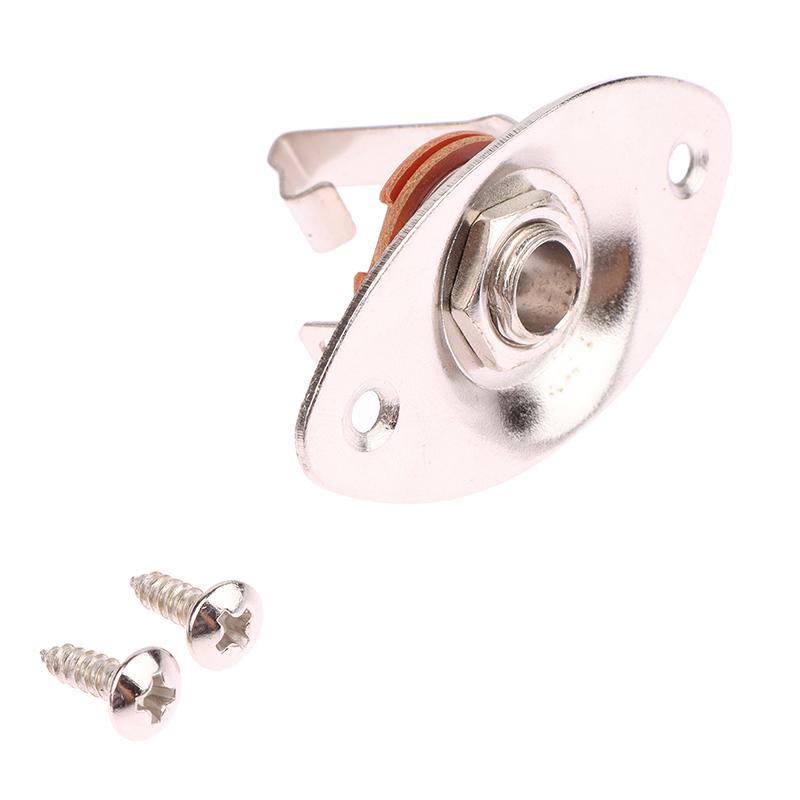 1Set Metal Concave Output Jack Plate Socket & Screws For Electric Guitar Replacement Oval Electric Guitar Pickup Accessories