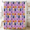 Halloween-themed shower curtain featuring pumpkin skulls, ghosts bats waterproof fabric backdrop for bathroom decor