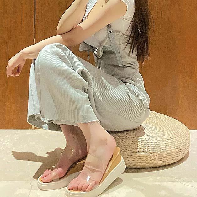 Sommer neue transparente Slope Heel Sandalen dicke Sohlen Outdoor Damen Hausschuhe