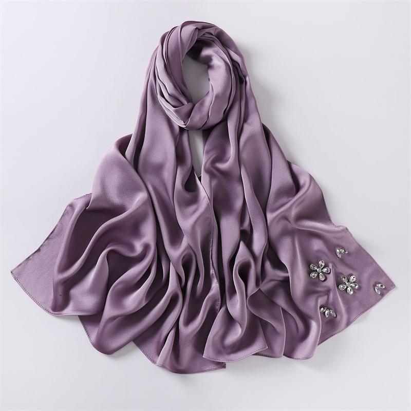 Luxury Stitch Diamond Floral Bubble Chiffon Instant Hijab Shawls Lady High Quality Wrap Beach Bufandas Ramadan Muslim Sjaal
