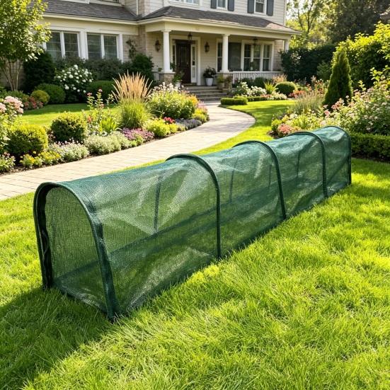 Safe Poultry Enclosure for Outdoors Foldable Chicken Tunnel, Portable Run, Instant Setup, Predator Sunshade Net Run Proof Outdoor Yard Protection